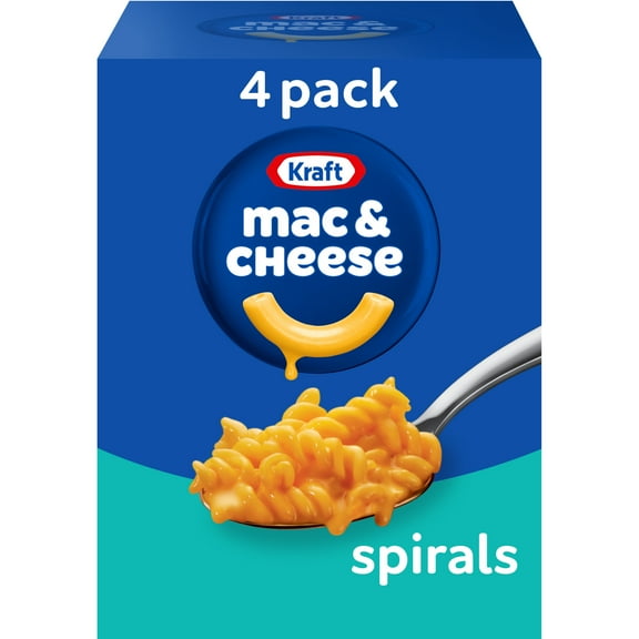 Kraft Spirals Mac and Cheese, 4 Boxes, for Easy Dinner or Dinner Sides, Original Flavor, No Artificial Flavors, Preservatives or Dyes, 5.5 oz