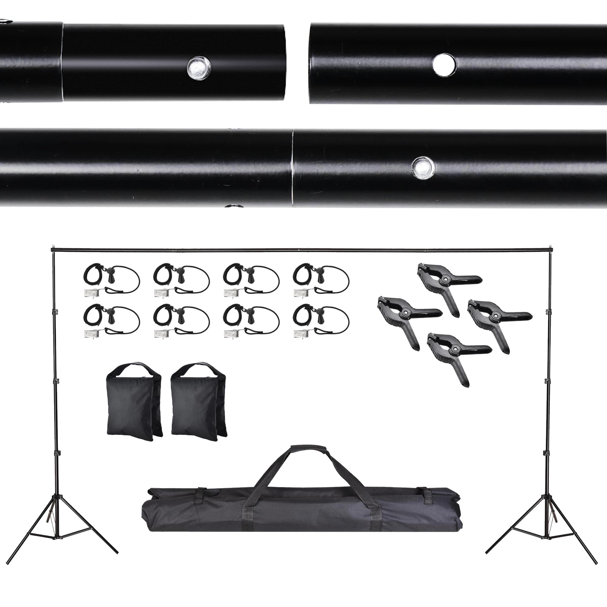 Details about   8 ft x 10 ft Photography Backdrop Stand Kit with 2 Free Backdrops Background 