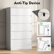 5 Drawer Dresser for Bedroom, White Tall Chest of Drawers Wood Storage Cabinet for Living Room, Hallway, Entryway, Guest Room