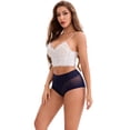 thumbnail image 4 of DARING DIVA Women's High Waisted Tummy Control Lace Mesh Underwear Briefs M Dark Blue, 4 of 6