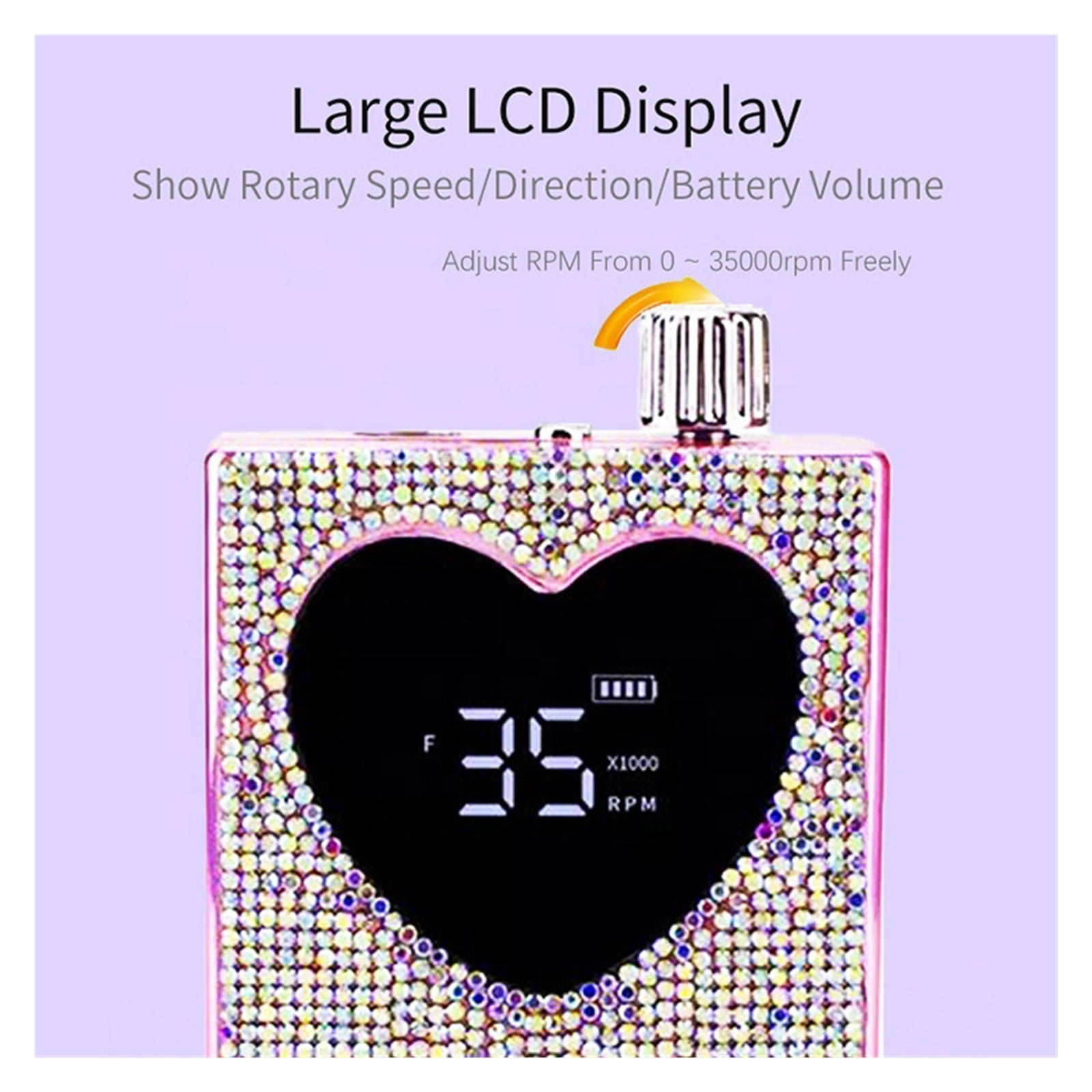 Heart Shape Electric Nail Drill Machine, Professional Portable Rechargeable 35000RPM Nail Drill For Acrylic Gel Nail ,Low Noise