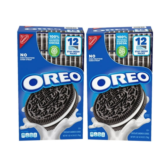 2 Pack | Oreo Chocolate Sandwich Cookies, Stay Fresh Packs, 12 Count