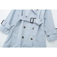 thumbnail image 3 of Idoravan Trench Coats for Women Plus Size Fashion Women Long Sleeved Round Neck Solid Color Equipped with A Belt and Strap Embellishment Trench Coat Light Blue XS, 3 of 8