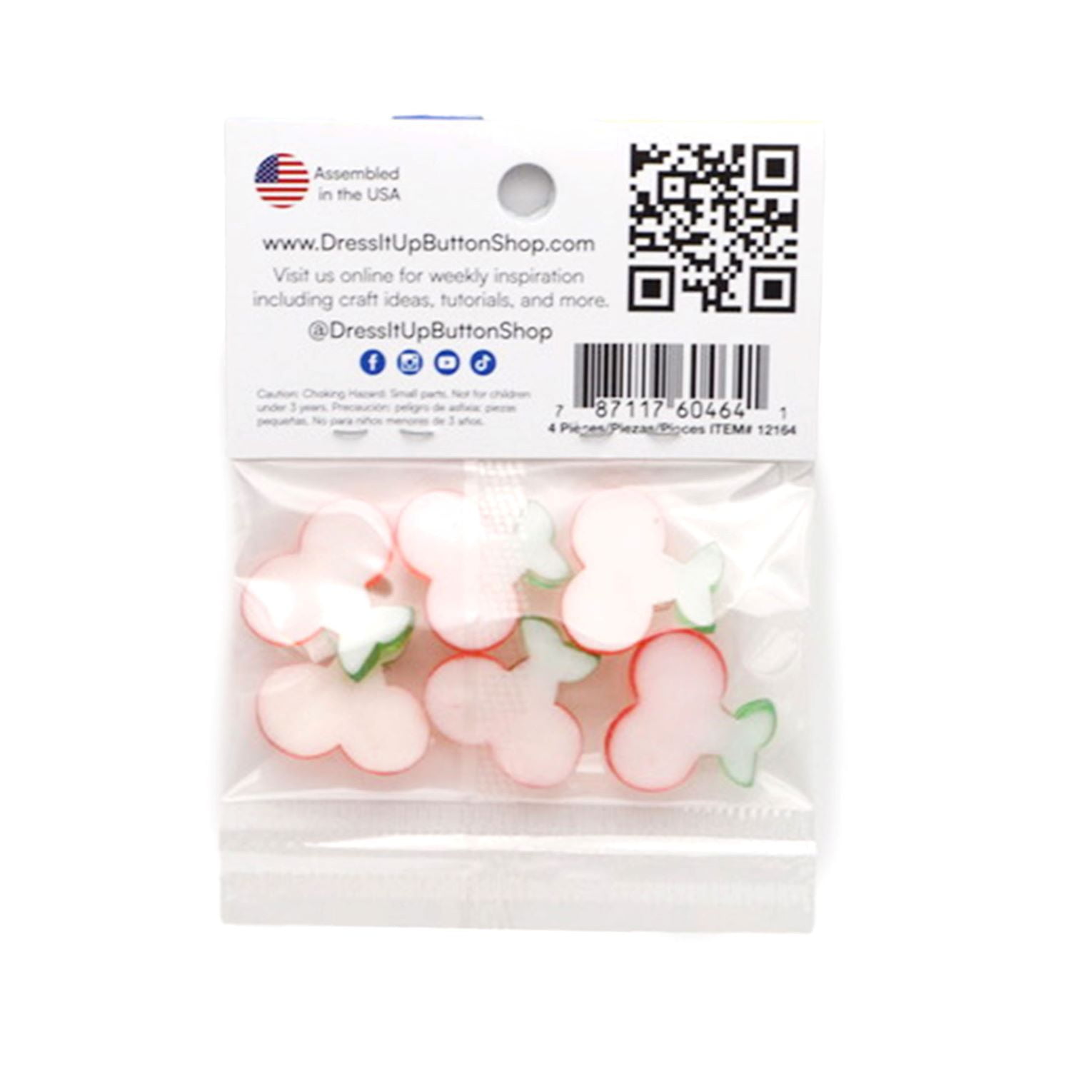 (2 pack) Dress It Up Buttons, Cherries, Sewing Fasteners, 6 Pieces