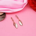 thumbnail image 2 of Estele Brass Rose Gold Tone Plated White Enamel With Crystal Stone Earrings, 2 of 5