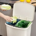 thumbnail image 3 of VECELO Kitchen Trash Can with Lid, Recycling Plastic Garbage Can with Drawer and Storage Shelf, White, 3 of 7