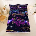 thumbnail image 5 of Manfei Monster Truck Bed Sheets,Cartoon Theme Pattern Full Size Sheets,Black,4-Piece,1 Flat Sheet, 1 Fitted Sheet and 2 Pillowcases, 5 of 6