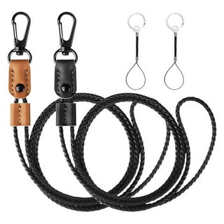 HONZUEN Long Neck Lanyard Leather Keychains with Metal Clasp, Sturdy  Durable Women Men Id Badge Lanyard, Neck Lanyard Strap Ideal for Car Keys,  Card