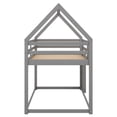 thumbnail image 4 of Twin over Twin Low Bunk Bed with House-Shaped Frame, Solid Pine Wood Construction with Ladder, Full-Length Guardrails, No Box Spring Needed, Space-Saving Design for Bedroom, Guest Room, Gray, 4 of 9