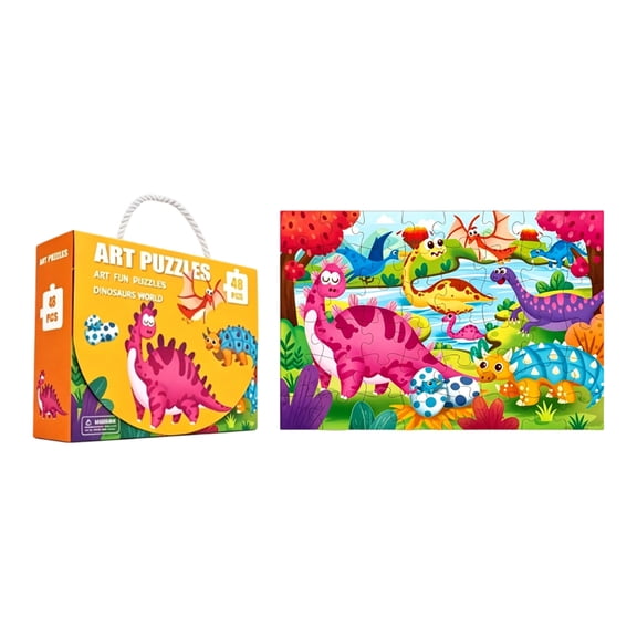 SugarBloom Wooden Puzzles for Toddlers- 48-Piece Jigsaw Each Piece Unique, Ages 3-5 Preschool Toy with Storage Tray, Learning Educational Gift for 4-8 Year Old Kids, Home Play,D