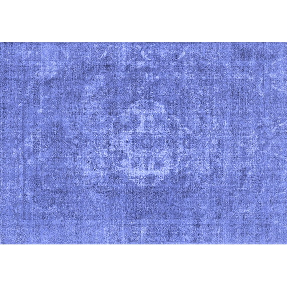 Ahgly Company Machine Washable Indoor Rectangle Oriental Blue Industrial Area Rugs, 8' x 12'