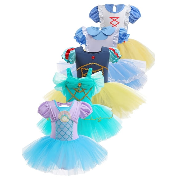 ATAIKU 3-9Y Kids Girls Princess Ballet Dress Short Sleeve Leotards Skirted Tutu Dancewear Halloween Christmas Party Dress 1 Piece