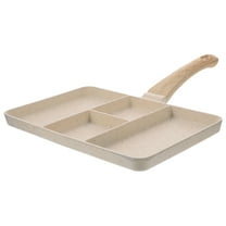 TABLZONE Non-Stick Beige Frying Pan with Wooden Handle, Easy to Clean, Multi-Use Skillet for Kitchen Cooking