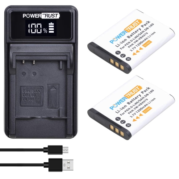 Paquete de Baterías PowerTrust D-Li88 2 piezas con Cargador USB
