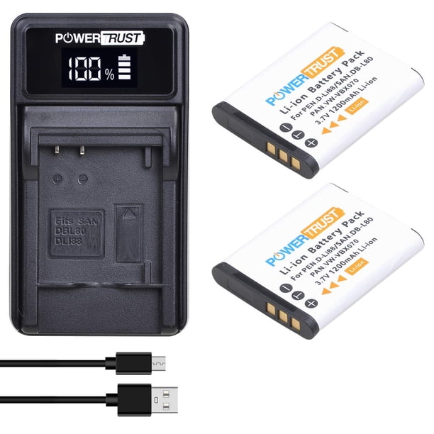 Paquete de Baterías PowerTrust D-Li88 2 piezas con Cargador USB