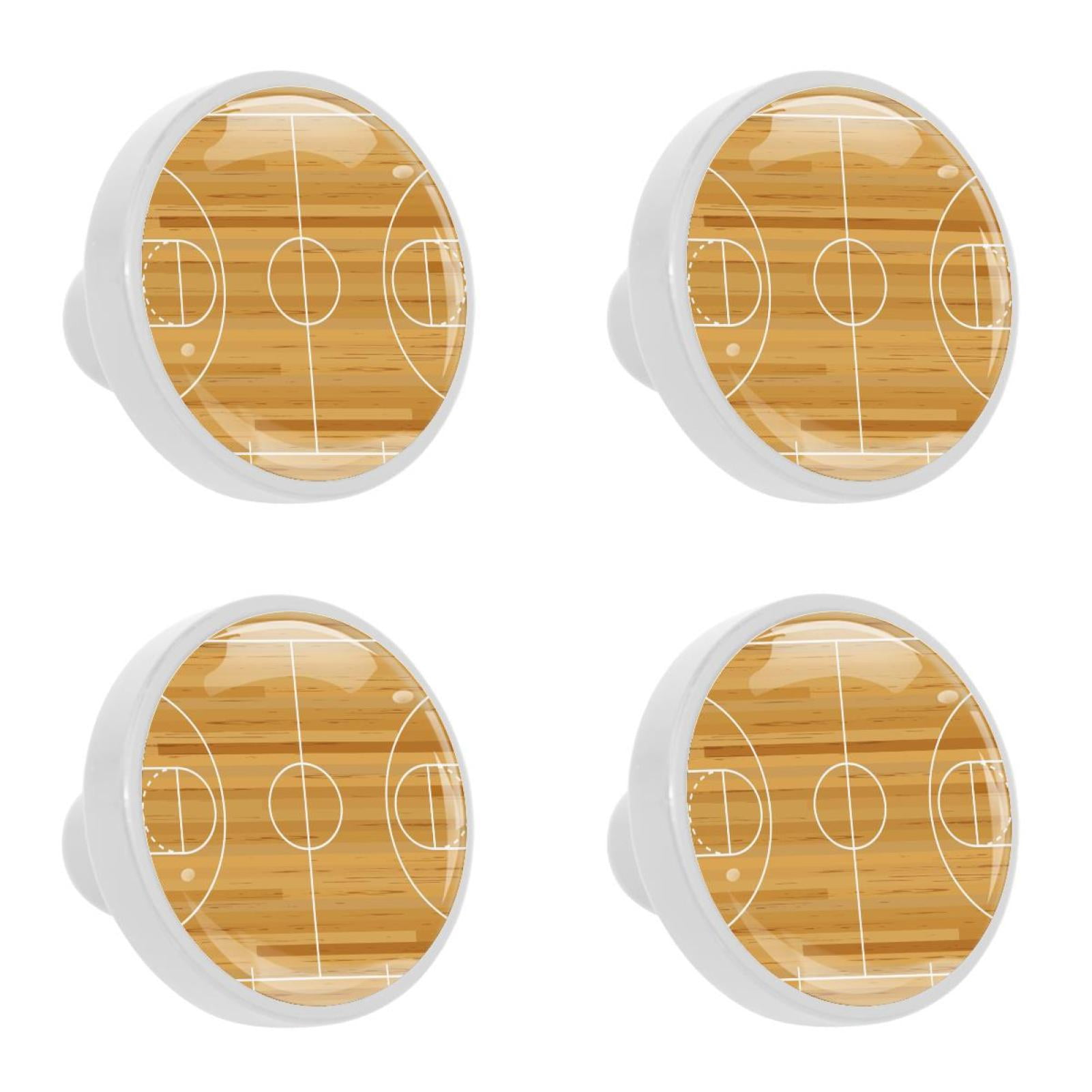 Ownta 4Pcs Kitchen Knob Round Retro Basketball Field Knobs