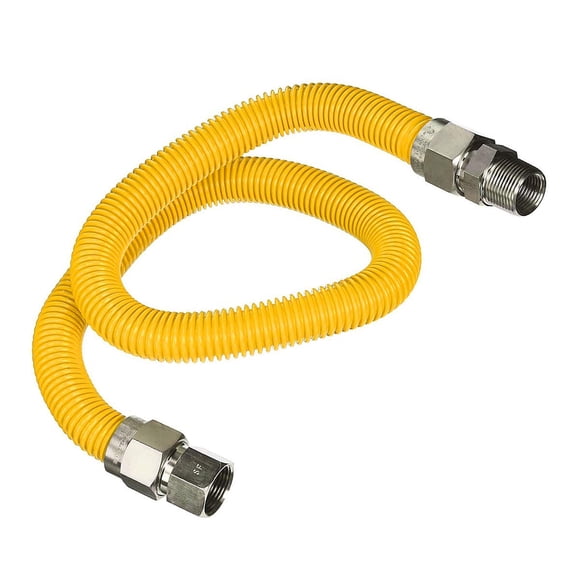 Highcraft GUHD-ZD12-72Q Gas Line Hose 5/8'' O.D. x 72'' Length with 3/4 in. FIP x MIP Fitting, Yellow Coated Stainless Steel Flexible Connector, 72 Inch