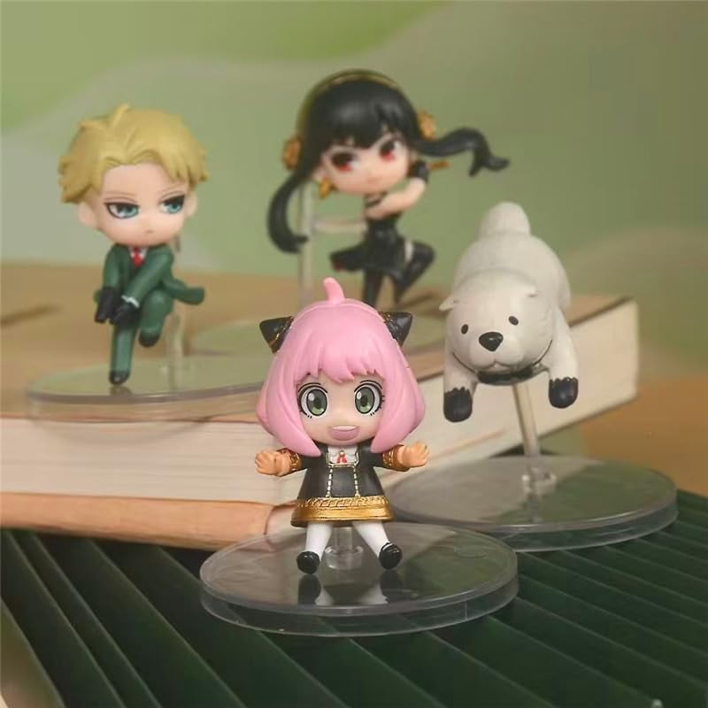 Newly Anya Yor Figure Bond Fuder Figure Loid Forger Figure Jumping Q Version Action Figures 6cm/2.4inch Handmade PVC Anime Collectible Craft Gift