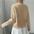thumbnail image 6 of 1. Women's Embroidered Floral V-Neck Sweater Long Sleeve Oversized Knit Top Lace Trim, 6 of 8
