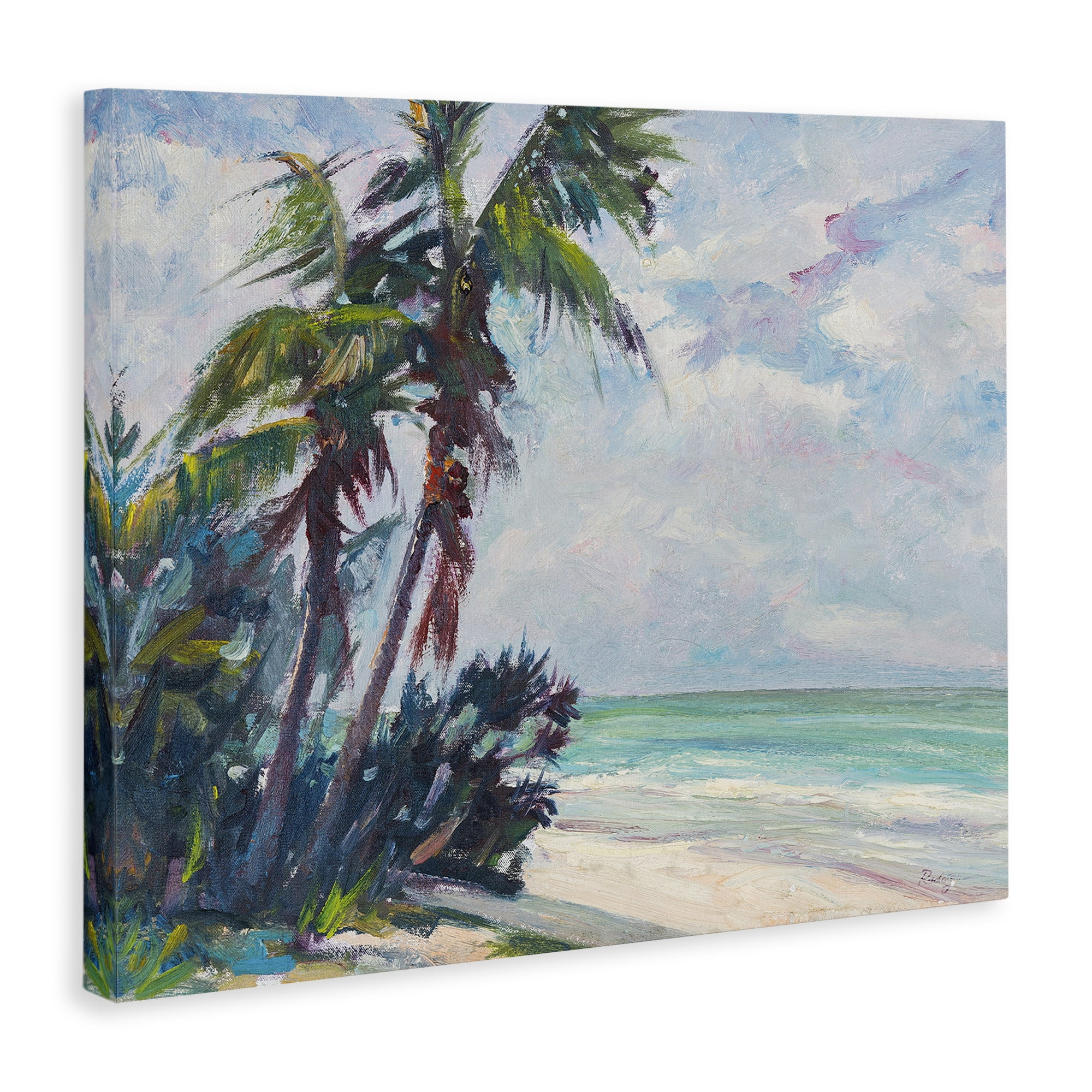 Stupell Industries Brushed Palm Painting Landscape & Nature Painting Wrapped Canvas Art Print Wall Art, 48 x 36
