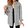 thumbnail image 3 of WCJM White Long Sleeve Shirts for Womens Shirts Washed Denim Shirt Jacket Fashion Casual Women's Jacket, 3 of 6