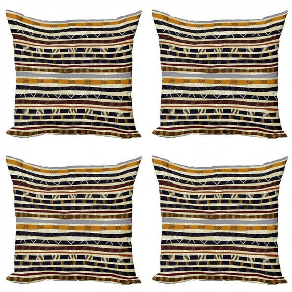 Ambesonne Abstract Throw Pillow Cover 4 Pack, Trippy Geometric, 18", Multicolor
