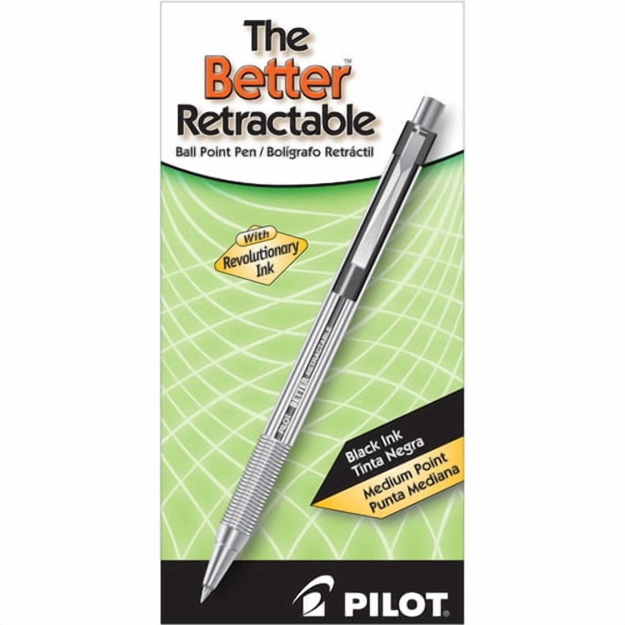Pilot Better Retractable Ballpoint Pens 1 mm Pen Point Size - Refillable - Retractable - Black - Translucent Barrel - 12 / Dozen