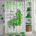 thumbnail image 4 of Shower Curtain, Green Shamrock Truck Wood Board Waterproof Shower Curtain Set with Hooks for Bathroom Showers,Stalls and Bathtubs,36x72In Happy St. Patrick's Day, 4 of 9