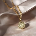 thumbnail image 4 of Hermah Round Gold Plated Initial Letter Pendant Necklace Figaro Chain 18inch, 4 of 5