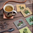 thumbnail image 3 of Inkdotpot Set of 6 Drink Coasters DecorativeNon,SlipCork Base4-inch Square PrintedCoastersEasy Clean- Cactus, 3 of 8