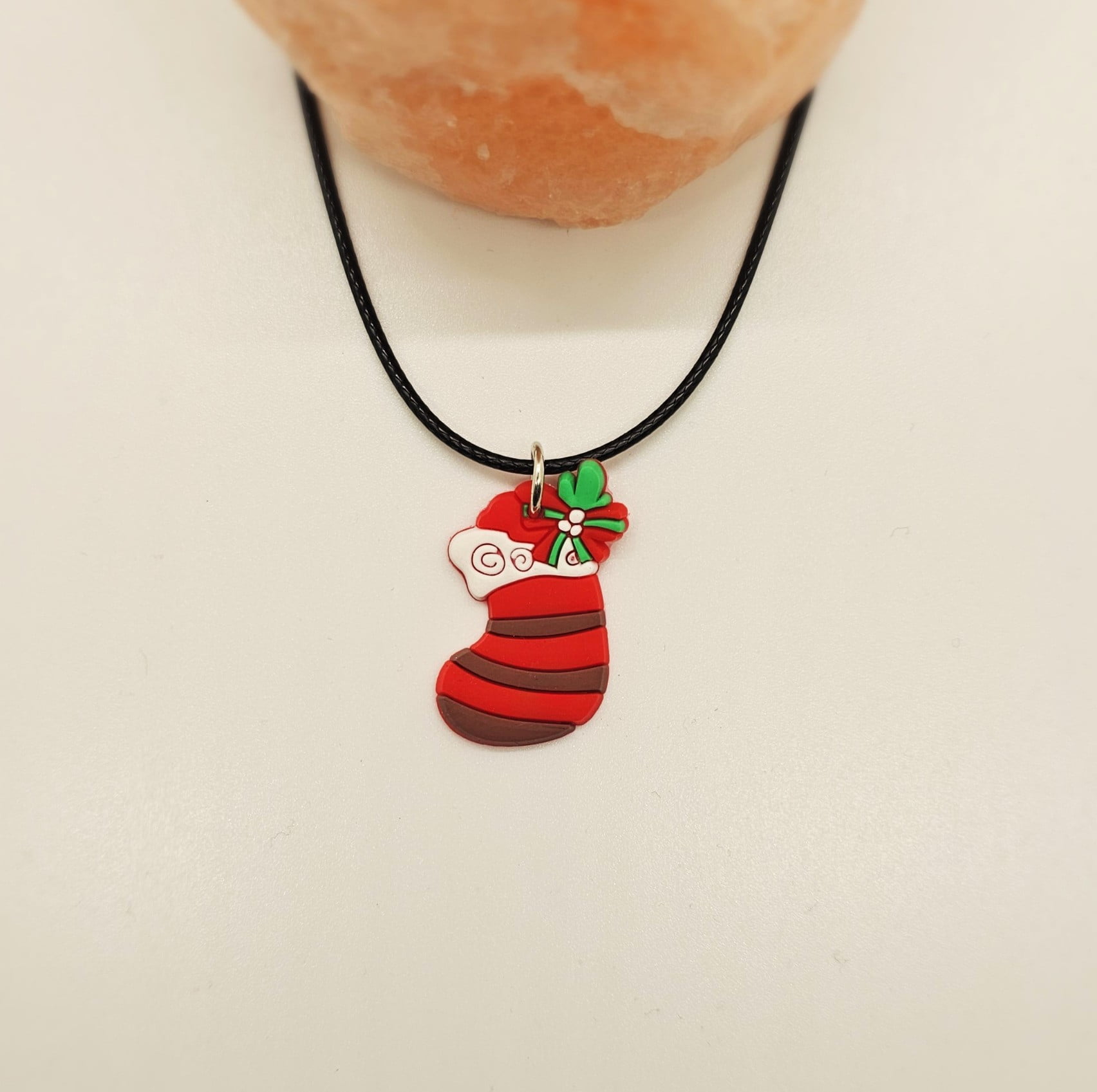 Omodo Black Rope, Christmas Stocking Charm, Necklace. Men/Women