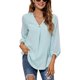 thumbnail image 1 of SAYOO Blusas de gasa de patchwork con cuello en V de manga 3/4 para mujer primavera otoño SAYOO moda, 1 of 7