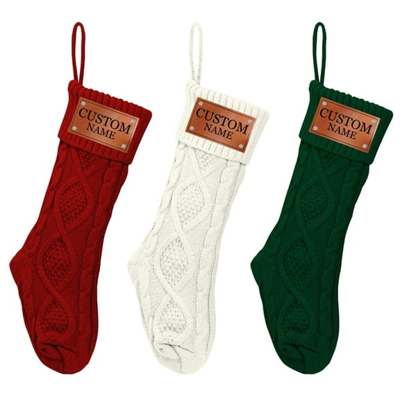 Personalized Christmas Stocking with Customized Name, 18 Inch Large Size Knitted Xmas Stocking, Perfect Christmas Gifts for Kids, Holiday and Fireplace Party Decoration, 1Pcs