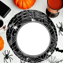 Halloween Paper Plates Set 16 Count with Napkins,9 Inch Disposable Dinnerware Spiderweb Design Party Supplies,Trick or Treat&Buffet Decorations