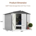thumbnail image 2 of Homall 8 x 6 ft Outdoor Storage Shed, Durable Patio Metal Storage Shed with Floor Frame & Lockable Doors for Garden Backyard Lawn, White, 2 of 7