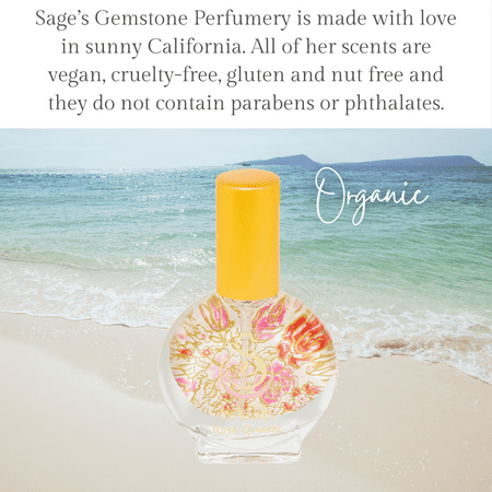 Rose Quartz Organic Mini Perfume Spray by Sage- 1/2 oz, Vegan & Cruelty-Free, Floral Scent, Rose Damask, Honeysuckle, Jasmine