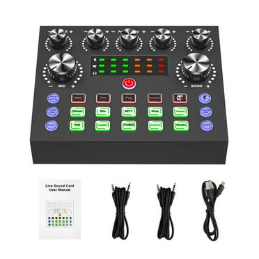 Apooke Live Streaming Sound Mixer Board Digital Sound Card with 15Sound Effect