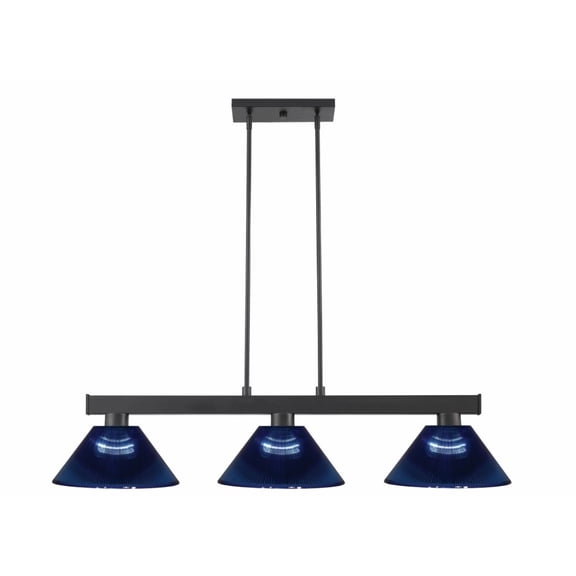 Z-Lite Cobalt 3 Light Steel Billiard Island Pendant in Dark Blue and Matte Black
