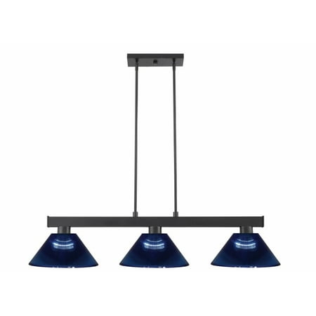 

3 Light Billiard in Transitional Style-8 inches Tall and 14 inches Wide Matte Black Dark Blue Bailey Street Home 372-Bel-4314752