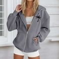 thumbnail image 2 of Puliio Women's Zip Up Hoodie Coconut Tree Print Casual Long Sleeved Drawstring Hooded Jacket Versatile Daily Zipper Hooded Sweatshirt, 2 of 4