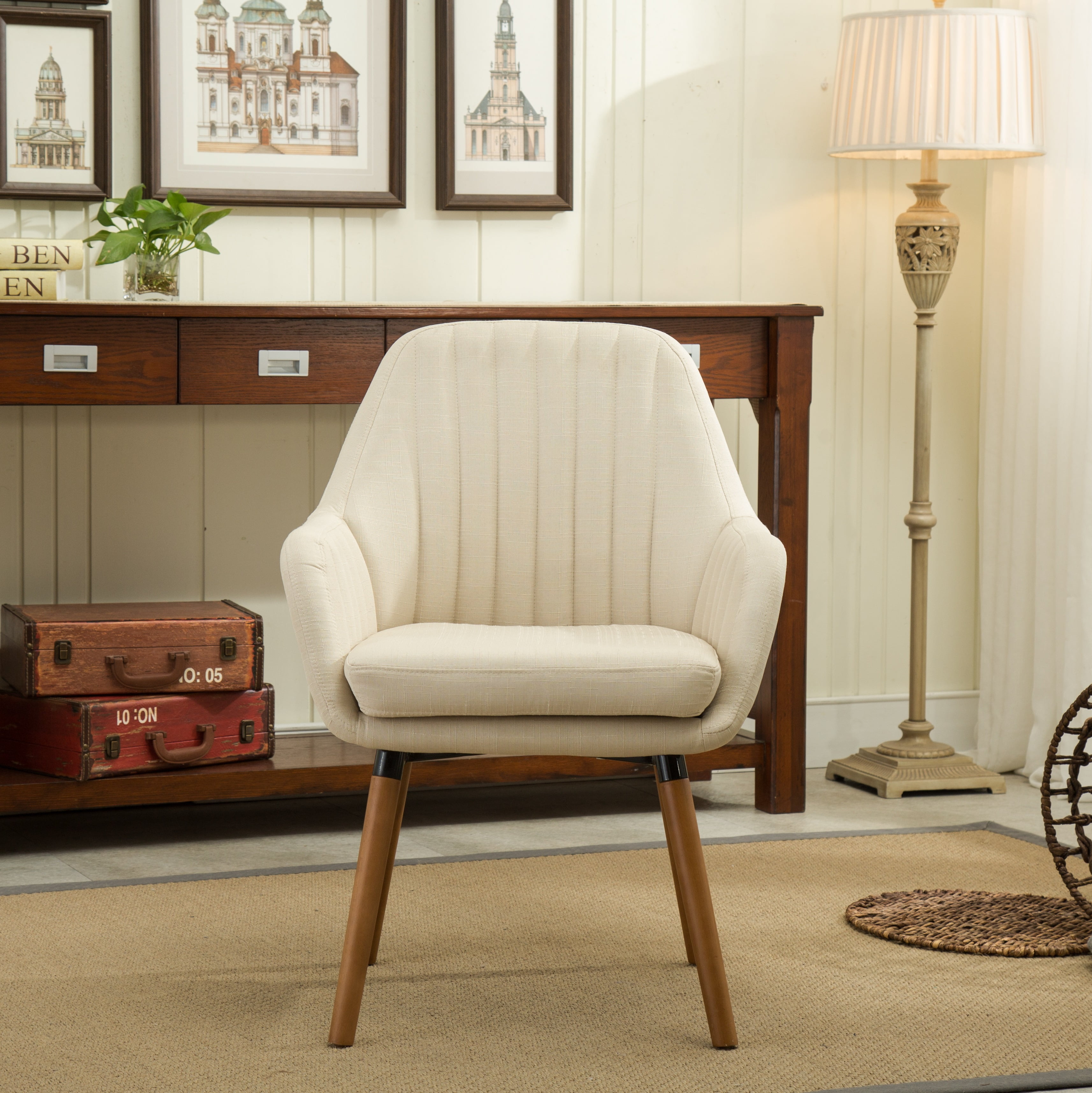 Roundhill Furniture Tuchico Contemporary Fabric Accent Chair, Tan