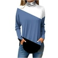 thumbnail image 1 of FAIWAD Womens Turtleneck Tunic Tops Long Sleeve Color Block Pullover Tops Casual Loose Trendy Tops, 1 of 3