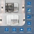 thumbnail image 4 of 36 in. W x 30 in. H Rectangular Silver Aluminum Recessed/Surface Mount Medicine Cabinet with Mirror LED and Clock, ACE, 4 of 10