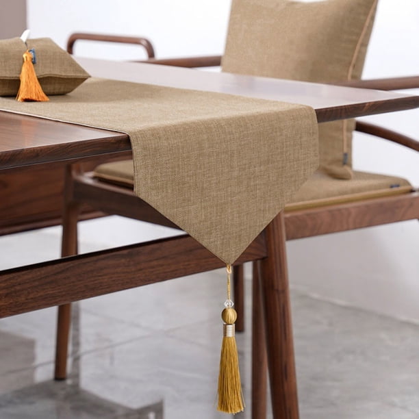 Aspecto del camino de mesa (Beige, 30x80 cm) Camino de mesa de lino moderno Camino de mesa de lino impermeable de alta calidad para fiestas y durante todo el año JM MX-0136294FYD
