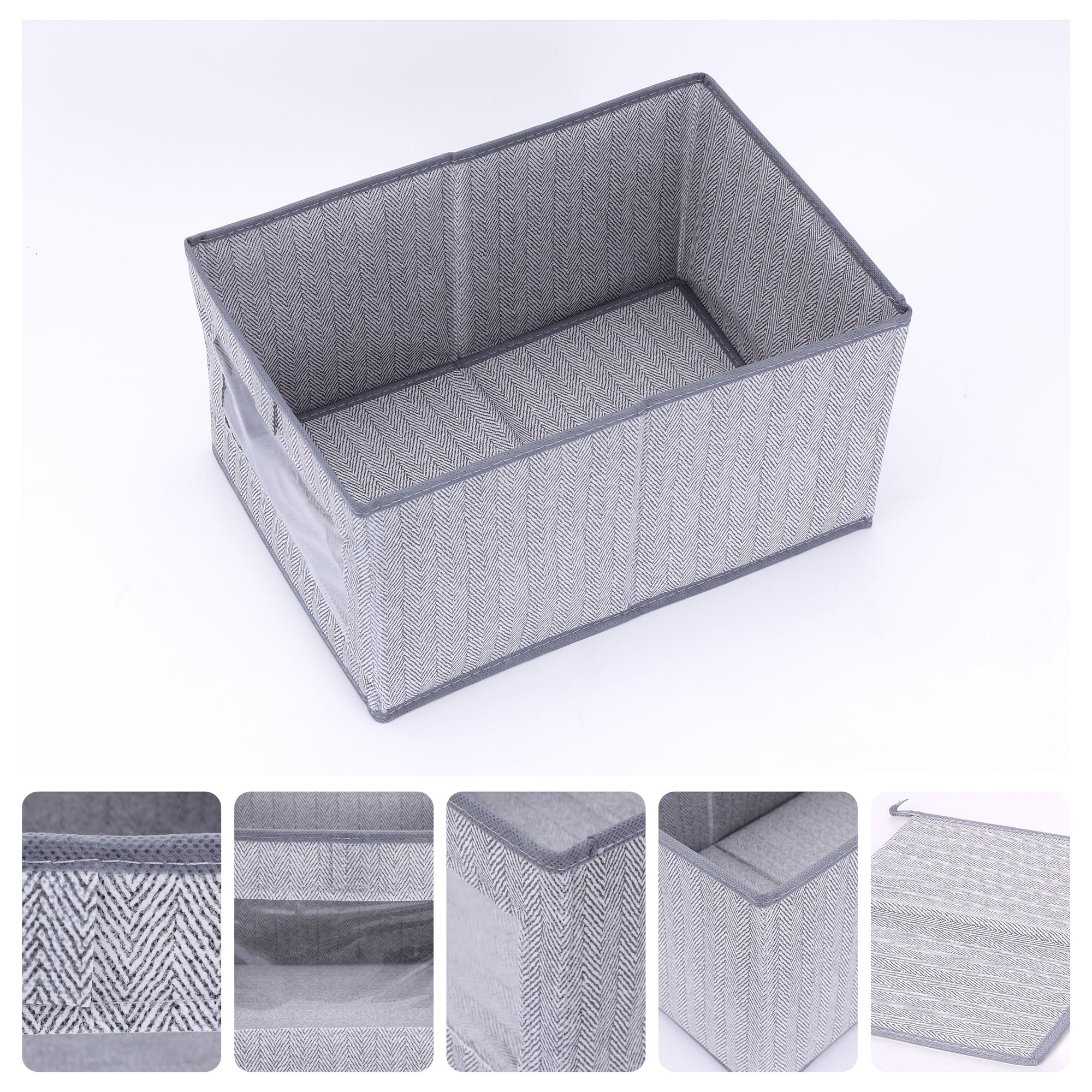 Unique Bargains Storage Bin with Handles Foldable Organizer Basket Grey 17"x12"x8"