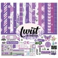 thumbnail image 1 of Inkdotpot Twist In Basics Collection Papier de Scrapbooking Double Face, Trousse de Papier Cartonné 12"x12 Pouces Paquet de Papier pour Fabrication de Cartes avec Feuille d'Autocollants - 16 Pages - Lavande et Lilas, 1 of 4