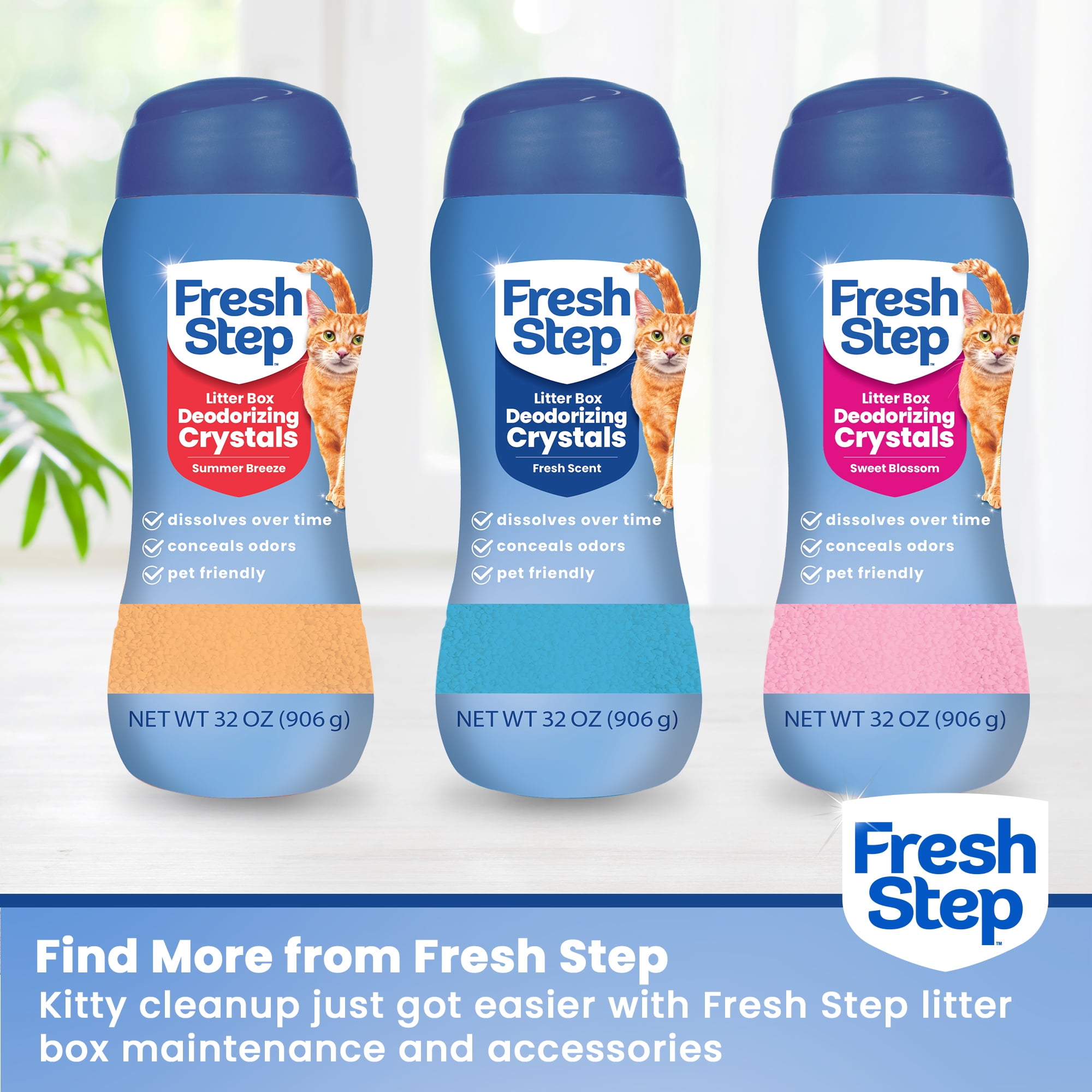 Fresh Step Cat Litter Deodorizing Scent Boosting Crystals in Fresh Scent, 32 Ounce