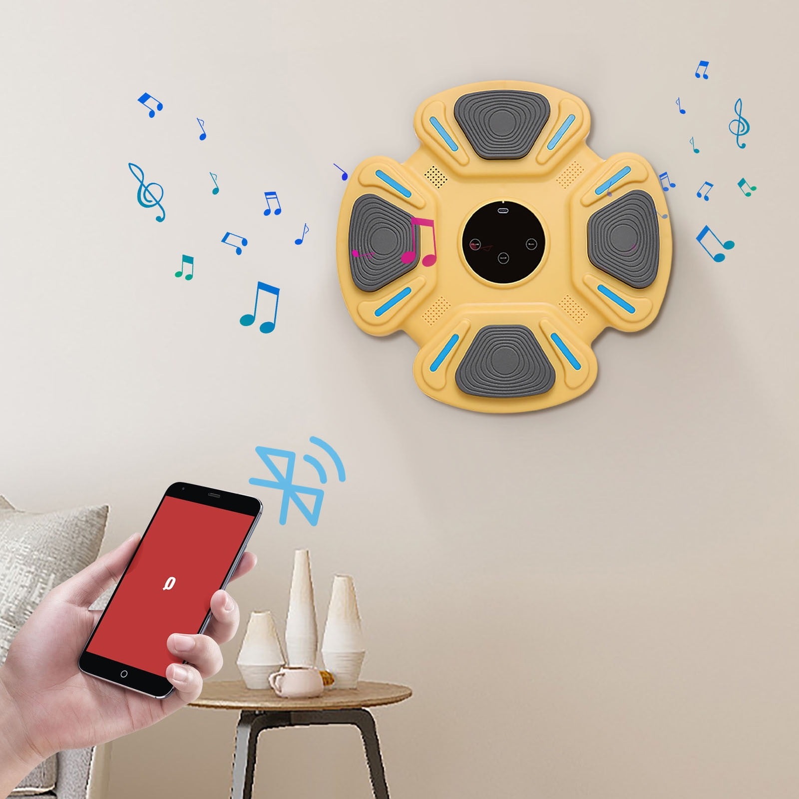 Music Boxing Machine,Smart Bluetooth Boxing Trainer,Wall Mounted Boxing Music Workout Machine for Kids,Suitable for Home,Office,Gym