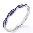 thumbnail image 1 of JeenMata Alianza de Boda de Oro Blanco de 18 K sobre Plata con Pavé de Alejandrita y Piedra Natal de Junio de 0,25 Quilates de Media Eternidad, 1 of 6