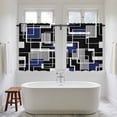 thumbnail image 4 of Navy Blue Black Geometric Kitchen Curtains 54 Inch Length, Modern Color Block Abstract Tiers Curtains for Bathroom Bedroom Cafe, Light Filtering Small Window Treatment Short Drapes 2 Panels 42"Wx54"L, 4 of 8